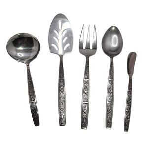 Imperial Stainless Japan 5-piece Serving Set IMI57 Vintage Floral